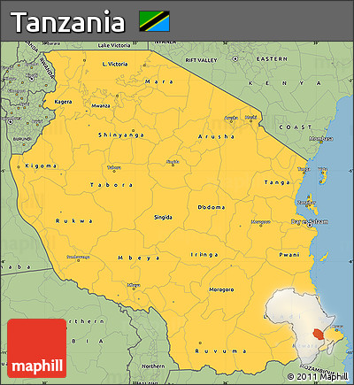 Savanna Style Simple Map of Tanzania