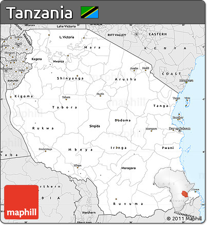 Silver Style Simple Map of Tanzania