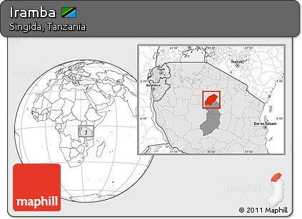 Blank Location Map of Iramba, highlighted country, highlighted parent region