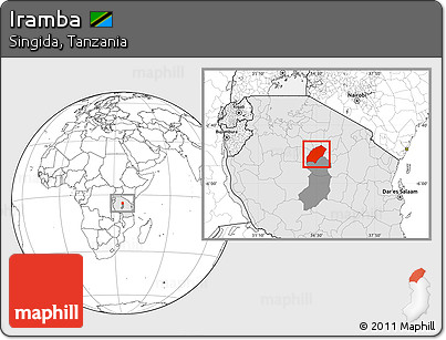 Blank Location Map of Iramba, highlighted country, highlighted parent region