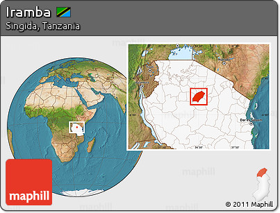 Satellite Location Map of Iramba, highlighted country