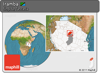 Satellite Location Map of Iramba, highlighted country, highlighted parent region