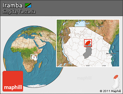 Satellite Location Map of Iramba, highlighted country, highlighted parent region