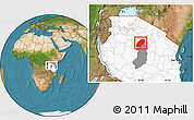 Satellite Location Map of Iramba, highlighted country, highlighted parent region