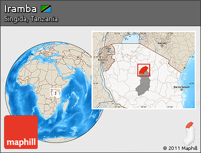 Shaded Relief Location Map of Iramba, highlighted country, highlighted parent region