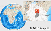 Shaded Relief Location Map of Iramba, highlighted country, highlighted parent region