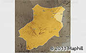 Physical 3D Map of Manyoni, darken, semi-desaturated