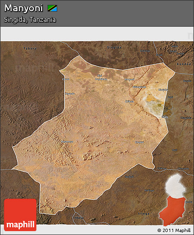 Satellite 3D Map of Manyoni, darken
