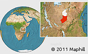 Satellite Location Map of Manyoni, highlighted parent region