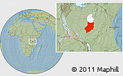 Savanna Style Location Map of Manyoni, highlighted parent region, hill shading
