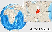 Shaded Relief Location Map of Manyoni, highlighted parent region