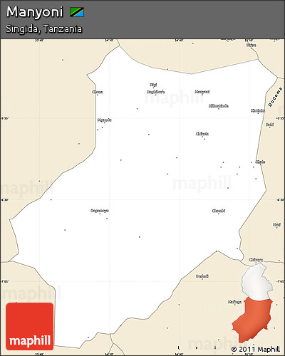 Classic Style Simple Map of Manyoni