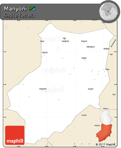 Classic Style Simple Map of Manyoni