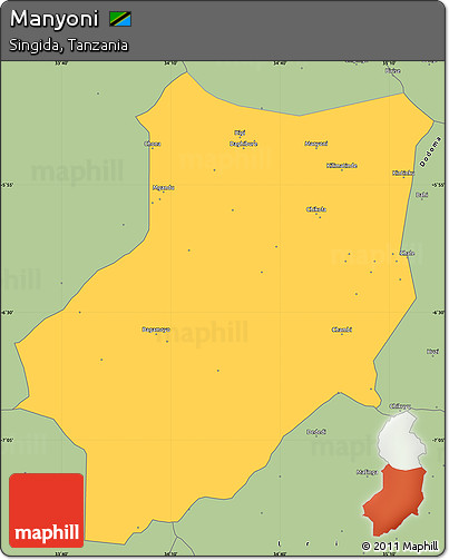 Savanna Style Simple Map of Manyoni