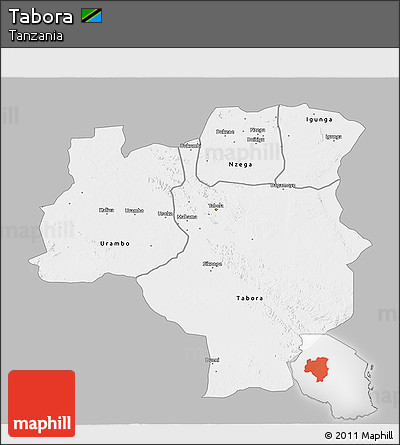 Gray 3D Map of Tabora, single color outside