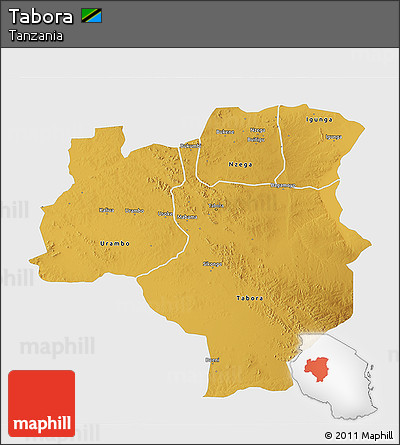Physical 3D Map of Tabora, single color outside