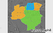 Political 3D Map of Tabora, darken, desaturated