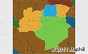 Political 3D Map of Tabora, darken