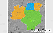 Political 3D Map of Tabora, desaturated