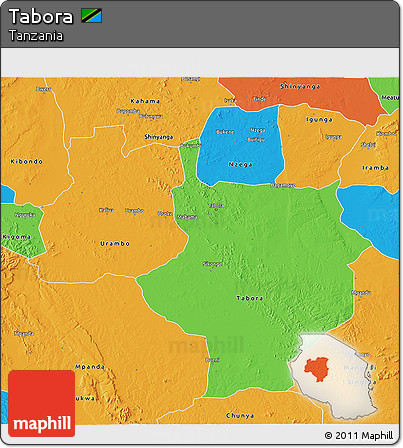 Political 3D Map of Tabora