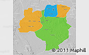 Political 3D Map of Tabora, lighten, desaturated