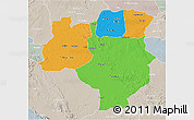 Political 3D Map of Tabora, lighten, semi-desaturated