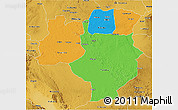 Political 3D Map of Tabora, physical outside