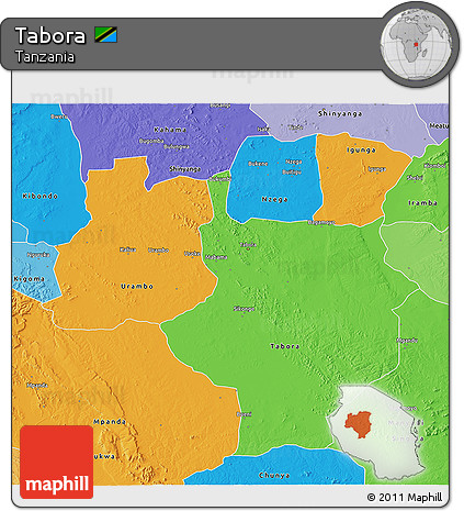 Political 3D Map of Tabora, political shades outside