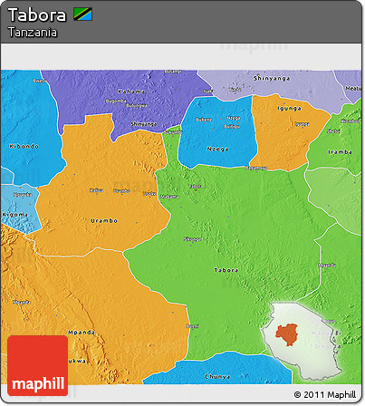 Political 3D Map of Tabora, political shades outside
