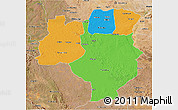 Political 3D Map of Tabora, satellite outside