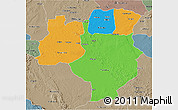 Political 3D Map of Tabora, semi-desaturated