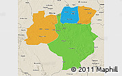 Political 3D Map of Tabora, shaded relief outside