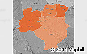 Political Shades 3D Map of Tabora, desaturated