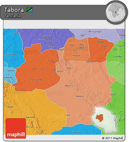 Political Shades 3D Map of Tabora