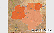 Political Shades 3D Map of Tabora, satellite outside