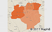 Political Shades 3D Map of Tabora, shaded relief outside