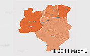 Political Shades 3D Map of Tabora, single color outside