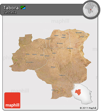 Satellite 3D Map of Tabora, cropped outside