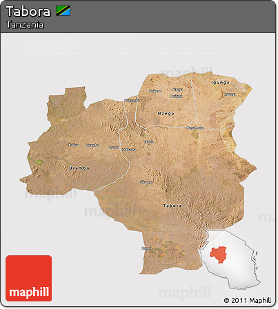 Satellite 3D Map of Tabora, cropped outside