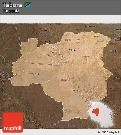 Satellite 3D Map of Tabora, darken