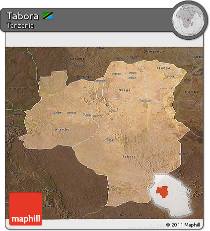 Satellite 3D Map of Tabora, darken