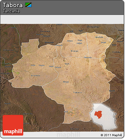 Satellite 3D Map of Tabora, darken
