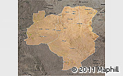 Satellite 3D Map of Tabora, darken, semi-desaturated