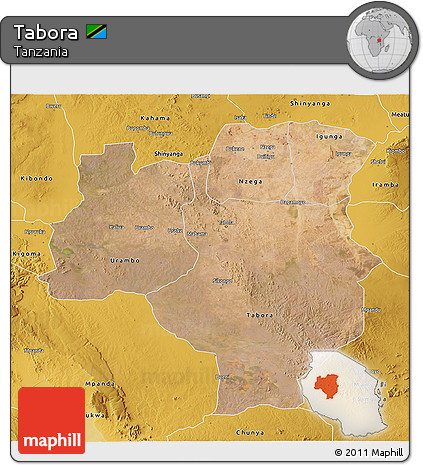 Satellite 3D Map of Tabora, physical outside