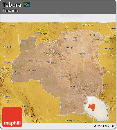 Satellite 3D Map of Tabora, physical outside