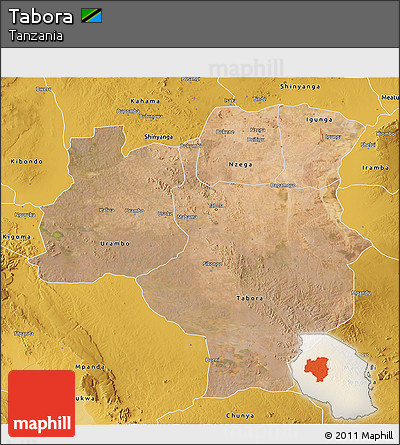 Satellite 3D Map of Tabora, physical outside
