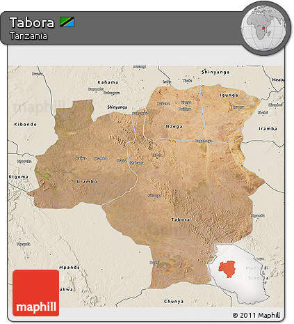 Satellite 3D Map of Tabora, shaded relief outside