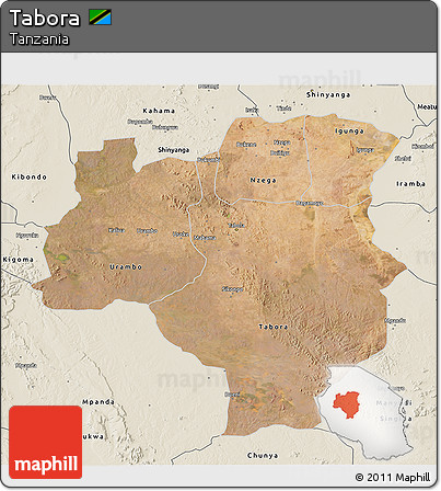 Satellite 3D Map of Tabora, shaded relief outside