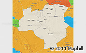 Shaded Relief 3D Map of Tabora, political outside
