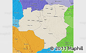 Shaded Relief 3D Map of Tabora, political shades outside